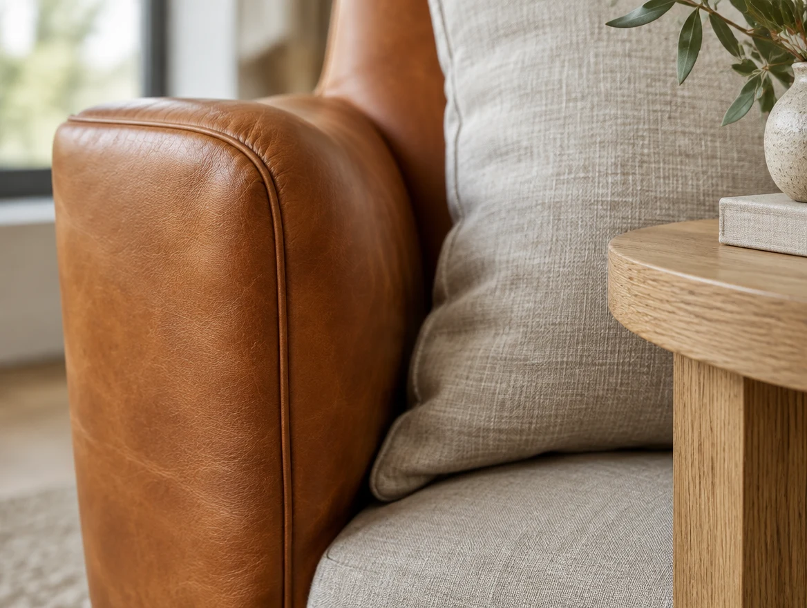 Leather, oak, and linen