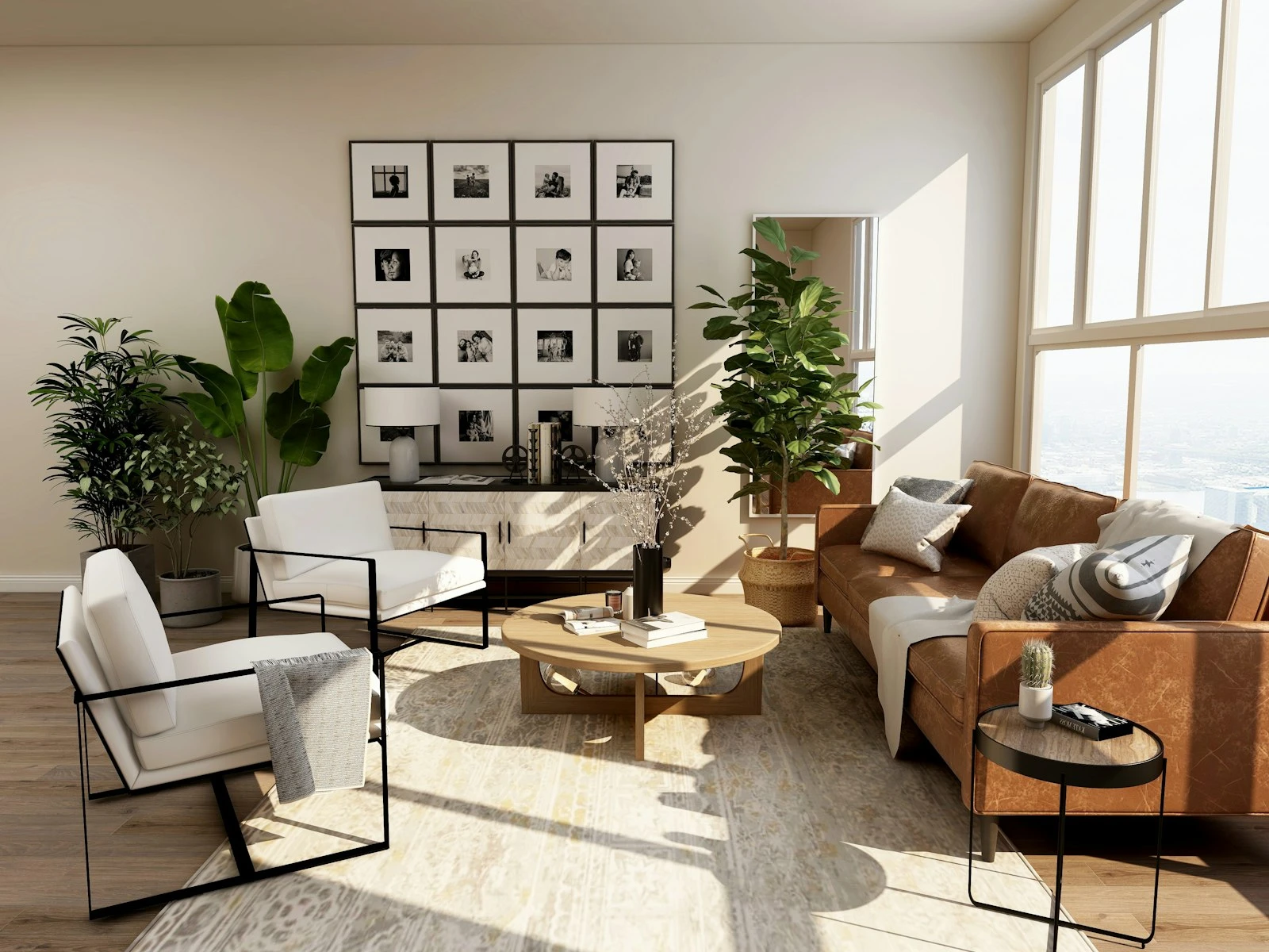 A light-filled interior with natural materials and considered details